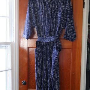 1980/1990 Navy Blue Polka Dot Dress